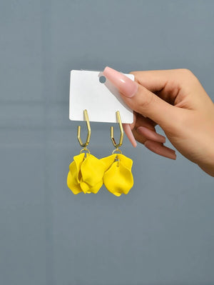 Petal Decor Earrings - Yellow