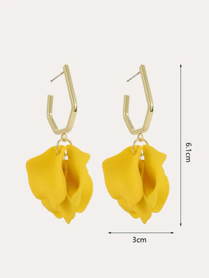 Petal Decor Earrings - Yellow