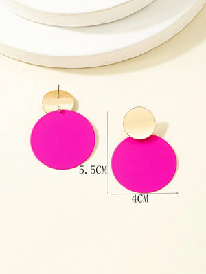 Round Drop Earrings - Hot Pink