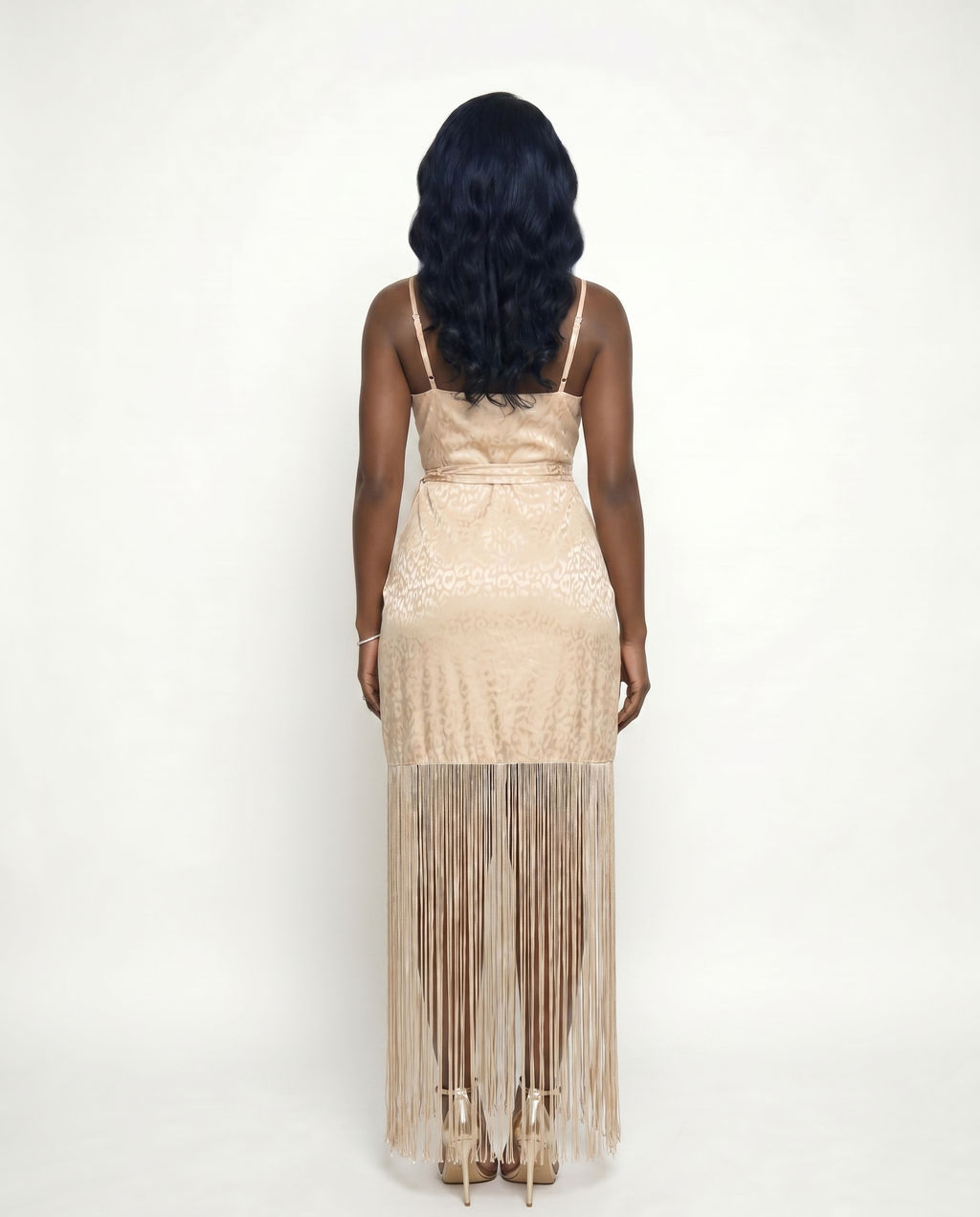 "MORE PRECIOUS THAN GOLD" WRAP FRINGE DRESS