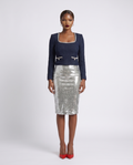 "SHE SPARKLES, SHE SHINES" MIDI SEQUIN SKIRT - SILVER