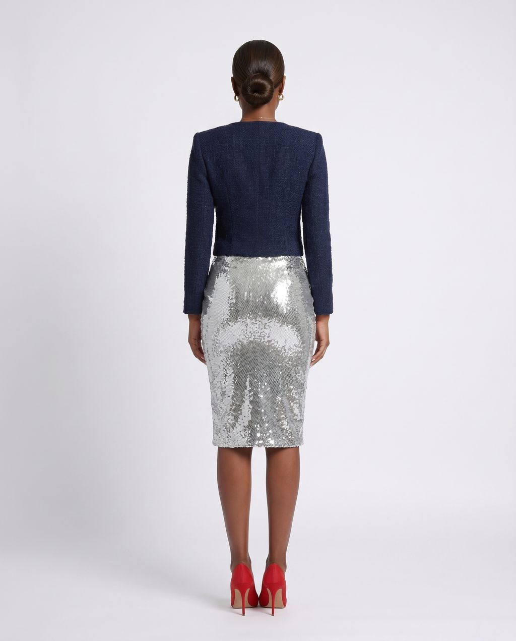 "SHE SPARKLES, SHE SHINES" MIDI SEQUIN SKIRT - SILVER