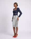 "SHE SPARKLES, SHE SHINES" MIDI SEQUIN SKIRT - SILVER