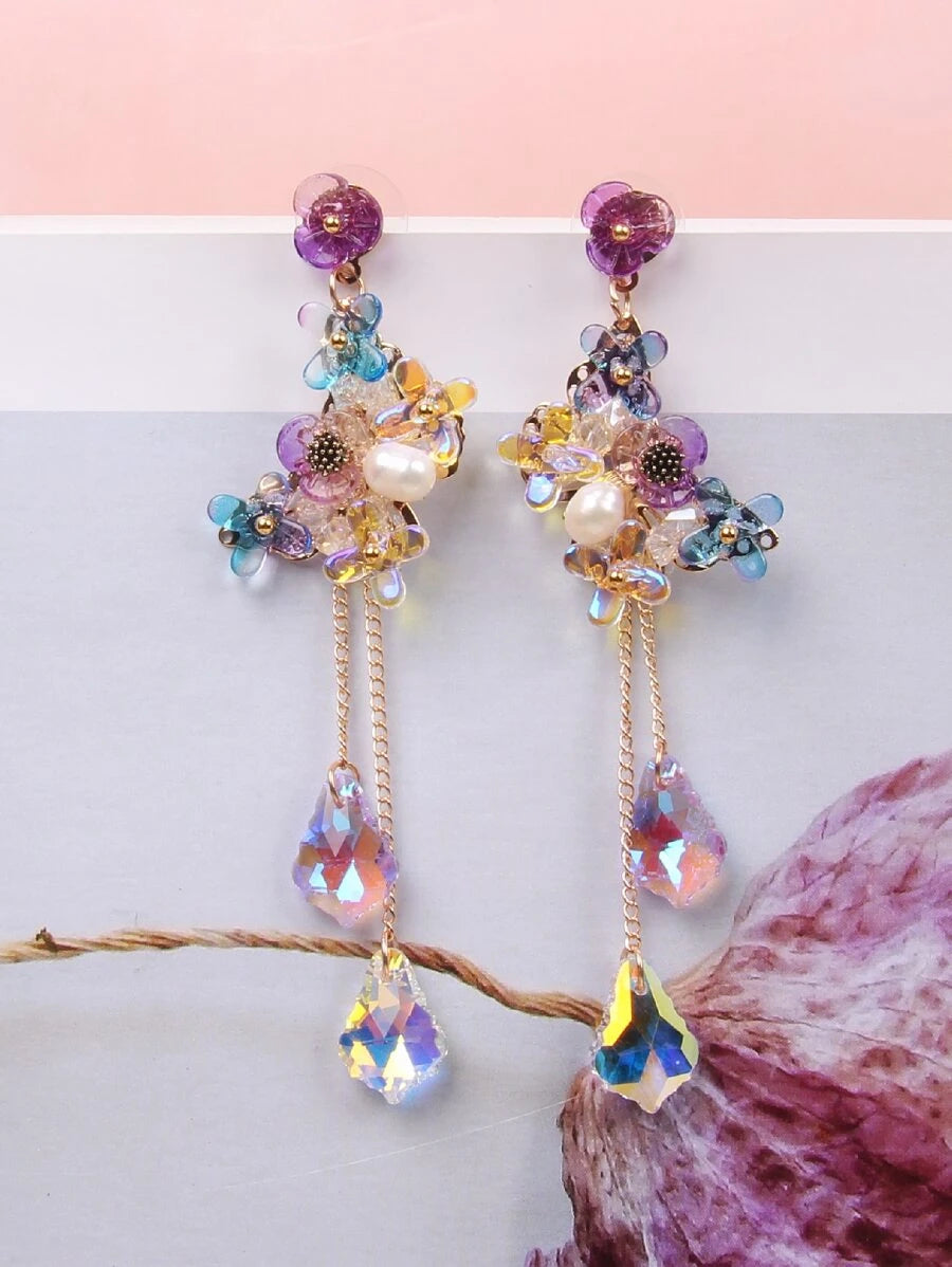 Flower & Butterfly Drop Earrings