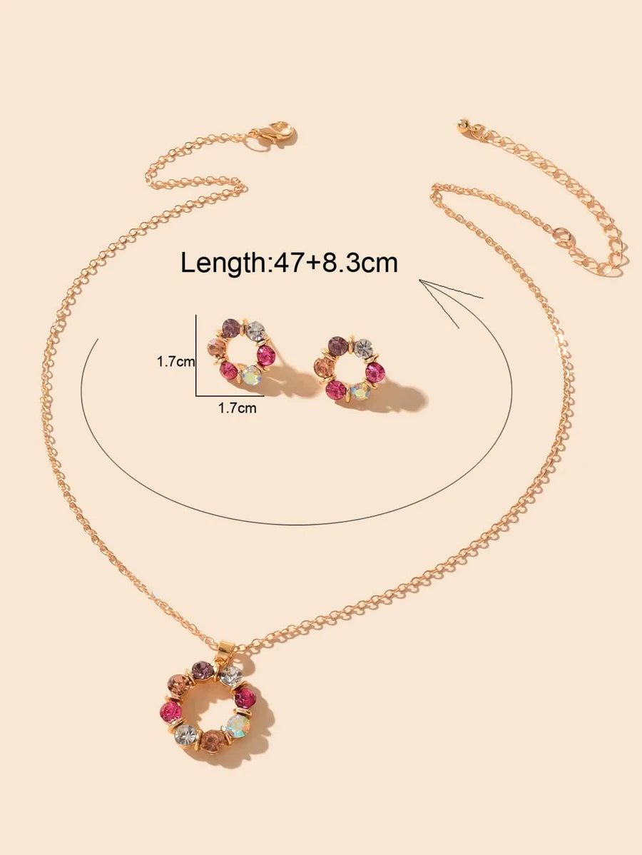 2 pcs Rhinestone Decor Jewelry Set - Multicolor