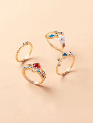 4pcs Flower & Heart Decor - Ring