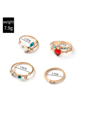 4pcs Flower & Heart Decor - Ring