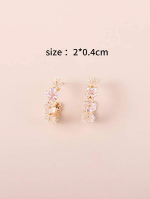 Flower Decor Cuff Hoop Earrings - WHITE