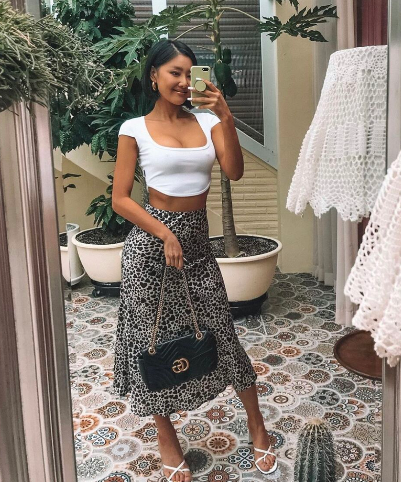 "QUEEN OF HEARTS" MIDI SLIP SKIRT - HEART PRINT