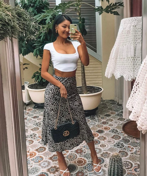 "QUEEN OF HEARTS" MIDI SLIP SKIRT - HEART PRINT
